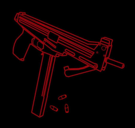 this is a black and red aesthetic image of a drawn gun